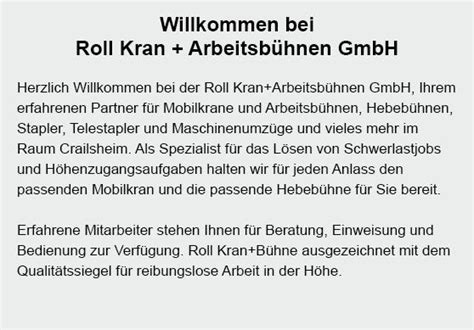 Arbeitsbühne mieten in 74523 Schwäbisch Hall Roll Kran