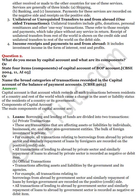 Ncert Solutions For Class 12 Macro Economics Chapter 10 Balance Of Payment Cbse Tuts