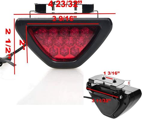 TiSkying Rear Tail Third Brake Light F1 Style DRL Red 12 LED Rear Tail