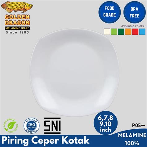 Jual Piring Ceper Kotak Melamin Golden Dragon Piring Makan Ceper