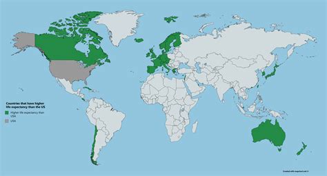 Countries With Higher Life Expectancy Than The Us [6460x3480] R Mapporn