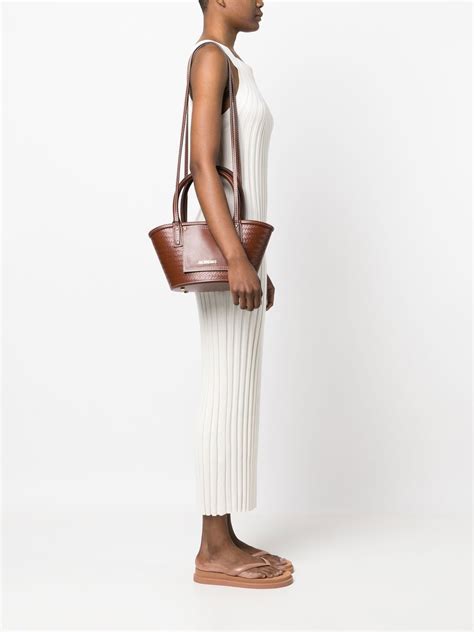 Jacquemus Le Petit Panier Soli Cuir Leather Tote Bag In Brown Modesens