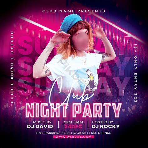 Free Psd Club Dj Night Party Flyer Instagram Poster Social Media Post