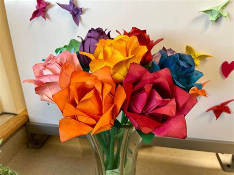 Origami Roses Rose Bouquet Paper Flowers Etsy