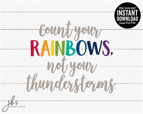 Count Your Rainbows Not Your Thunderstorms Cut File Laser Etsy