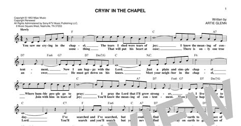 Cryin In The Chapel Lead Sheet Fake Book Print Sheet Music Now