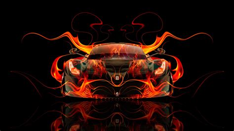 Картинки tony kokhan ferrari laferrari fire car orange black