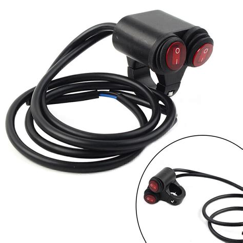 Red V Motorcycle Handlebar Headlight Fog Spot Light Dual On Off