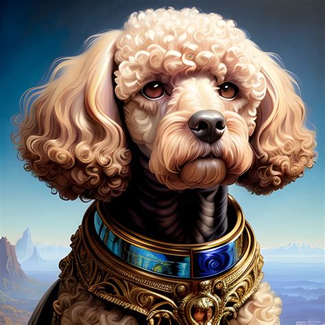 French Poodle Perfect Eyes Matte Painting Elegant Beautiful Re