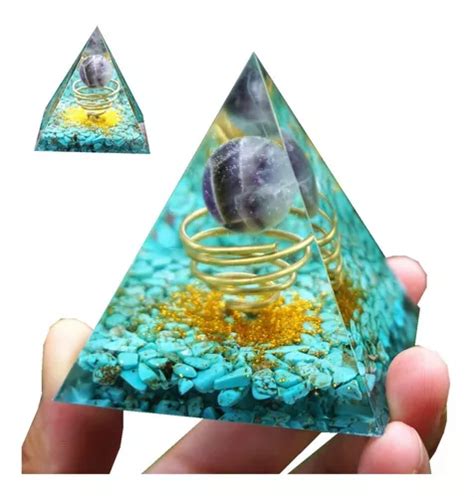 Piramide Orgonite Turquesa Azul Ametista Cristal Chakras