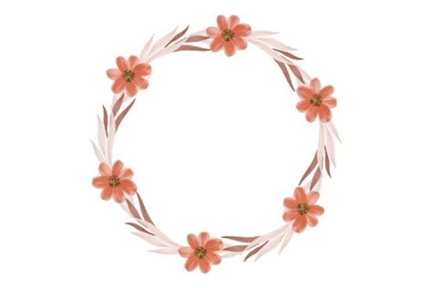 Circle Frame With Orange Floral Border Graphic By Setyawati Elis