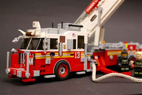 Fdny Tower Ladder By Sponki Lego City Fire Truck Lego Truck