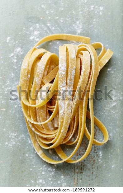 Homemade Ribbon Pasta Seen Above Closeup Stock Photo Edit Now 189591272