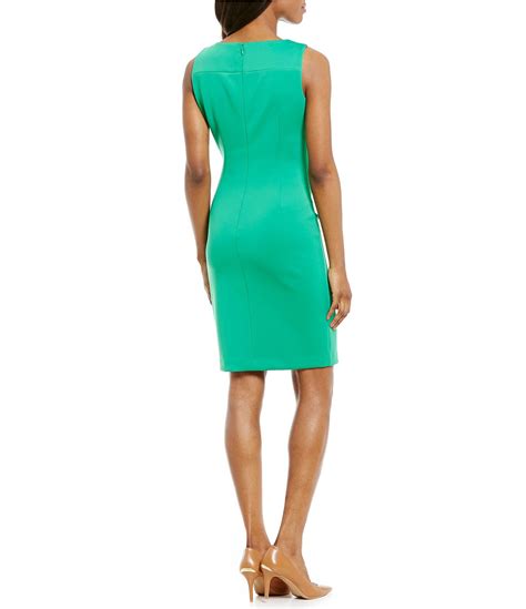 Lyst Calvin Klein Sideburst Sleeveless Scuba Sheath Dress In Green