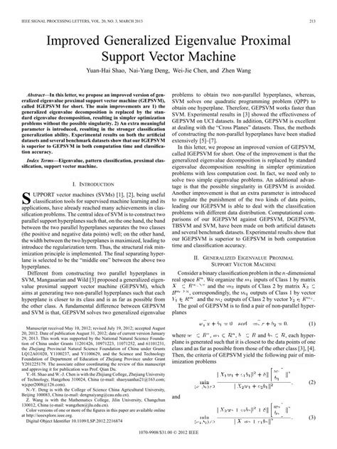 Pdf Improved Generalized Eigenvalue Proximal Support Vector Machine Dokumen Tips