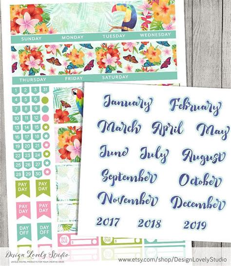 Monthly Kit Monthly Planner Printable Stickers Monthly - Etsy | Printable planner stickers ...