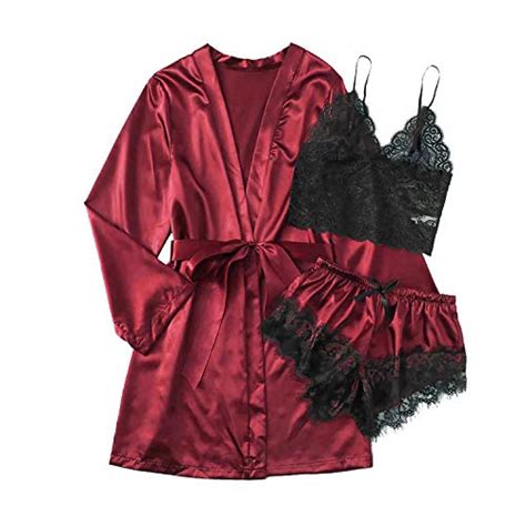 TAKOYI Ensemble de lingerie sexy 3 pièces en dentelle et pyjama en