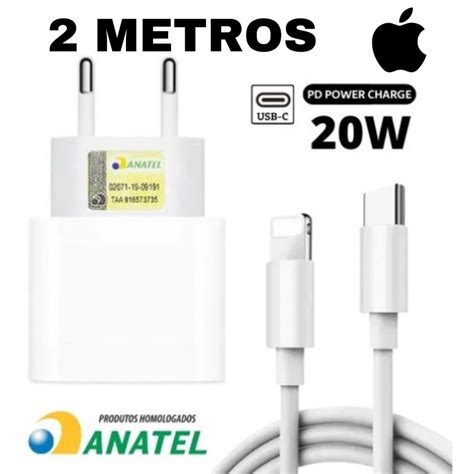 Carregador Completo 2 Metros Iphone 11 12 13 14 Pro Max Cabo Usb C Adaptador Tomada Fonte 20w