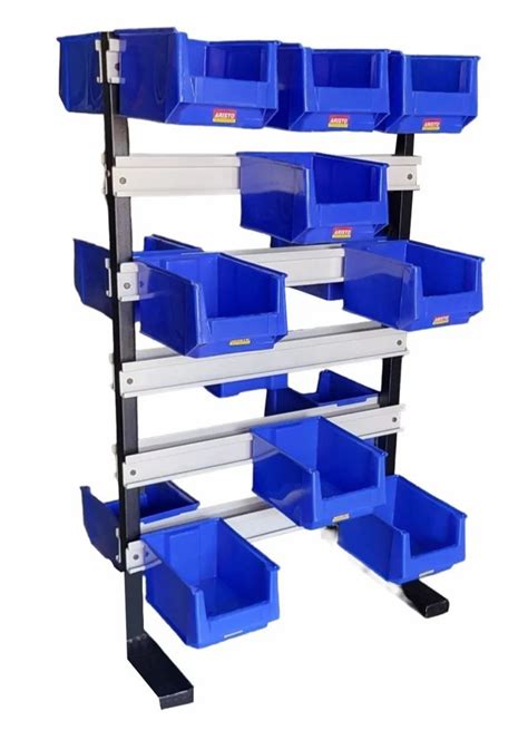 Free Standing Unit Mild Steel Double Sided Bins Storage Rack For