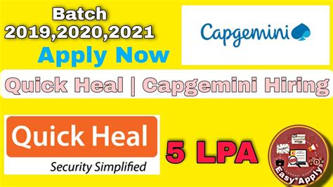 Capgemini Exceller Off Campus Drive For Graduates QUICK HEAL Is