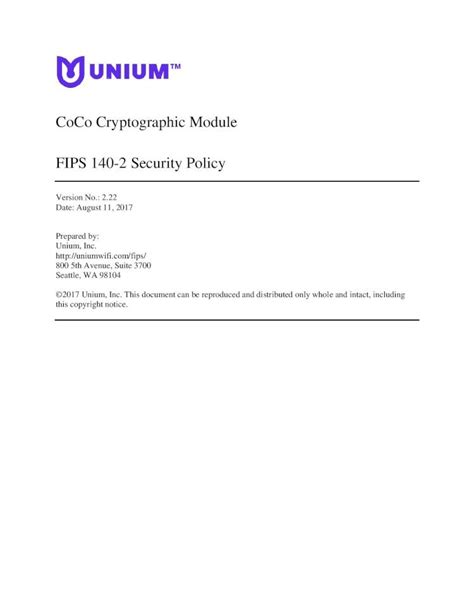 Pdf Coco Cryptographic Module Fips Security Policy