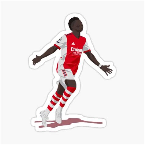 "Bukayo Saka Goal Celebration" Sticker for Sale by FootballFanatic ...