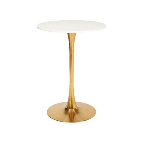 White Dante Tall Cocktail Table Wbrass Pedestal 30 Round X 42 H Rentals Bright Rentals