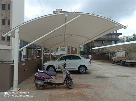 PVC White Mild Steel Parking Shed Thickness 750 Gsm At 220 Sq Ft In