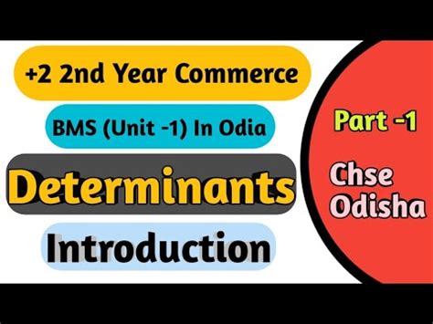 Bms Determinants Nd Year Commerce Chse Odisha Youtube