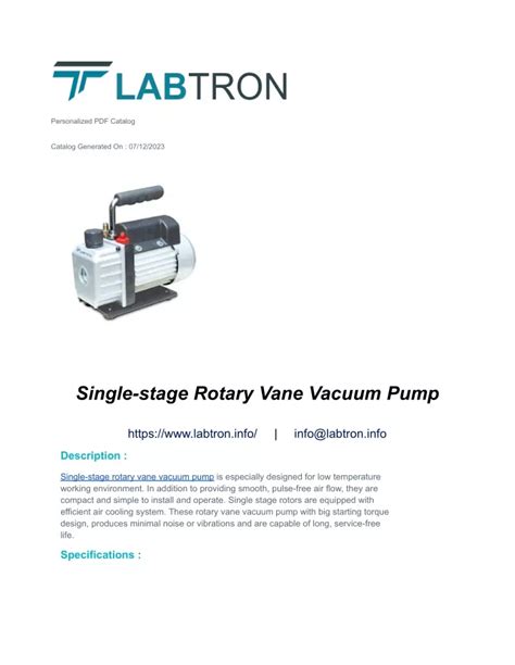 Ppt Single Stage Rotary Vane Vacuum Pump Powerpoint Presentation