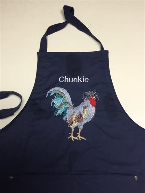 Personalized Embroidered Rooster Apron Mens Grilling Rooster Etsy