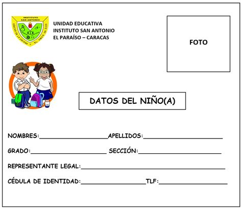 Educaci N Inicial Y Grado Ueisa Carnet De Identificaci N Y Ficha De