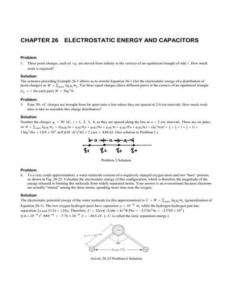 CHAPTER 26 ELECTROSTATIC ENERGY AND CAPACITORS Problem Solution