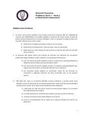 Ejertema Parte Deberes Docx Direcci N Financiera Problemas Tema