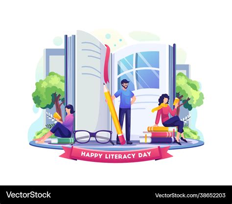 Happy literacy day people celebrate literacy day Vector Image