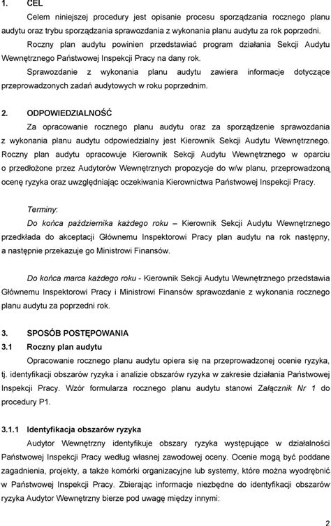 Opracowanie Rocznego Planu Audytu Oraz Tryb Sporz Dzania Sprawozdania Z