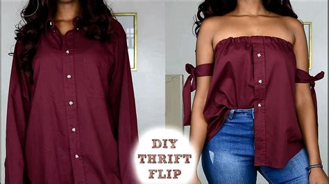 Diy Off The Shoulder Shirt Men S Shirt Refashion Youtube