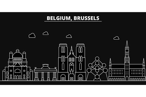 Brussels Silhouette Skyline Belgium Brussels Vector City Belgian