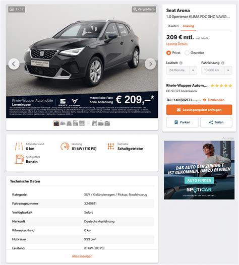 Seat Arona im Leasing für 209 Euro im Monat brutto ntv Autoleasing