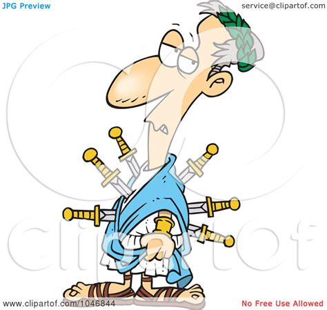 Royalty Free Rf Clip Art Illustration Of A Cartoon Caesar Stabbed