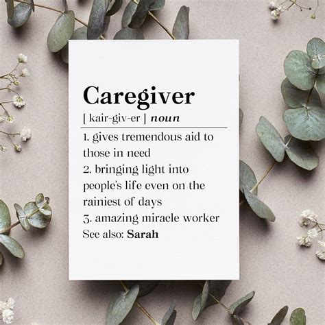 Personalized Caregiver Definition Card Caregiver Appreciation T