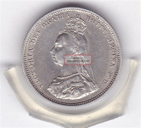 1887 Queen Victoria Sterling Silver Shilling British Coin