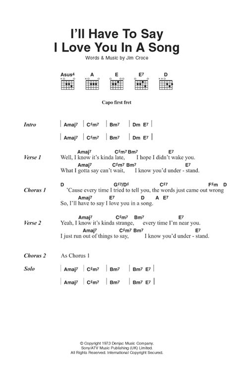 I'll Have To Say I Love You In A Song by Jim Croce - Guitar Chords ...