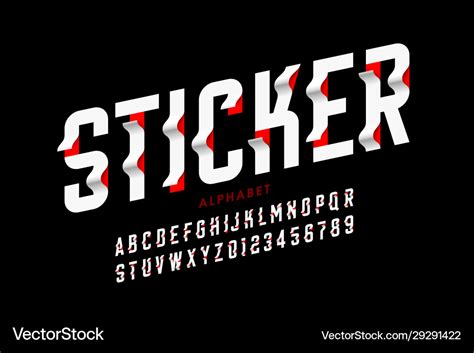 Sticker style font design Royalty Free Vector Image