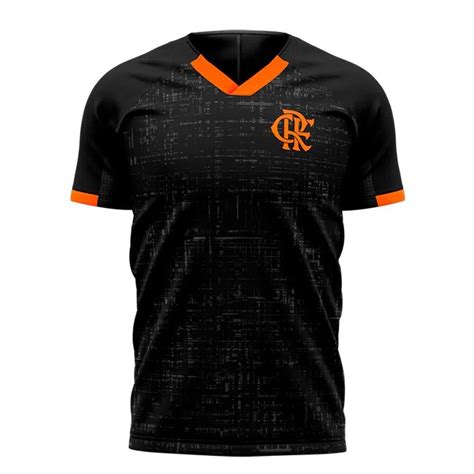 Camiseta Braziline Wemix Flamengo Masculino Preto E Laranja Preto