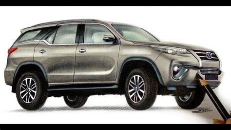 How To Draw A Toyota Fortuner Hyperrealistic Drawing In Colour Pencil ...