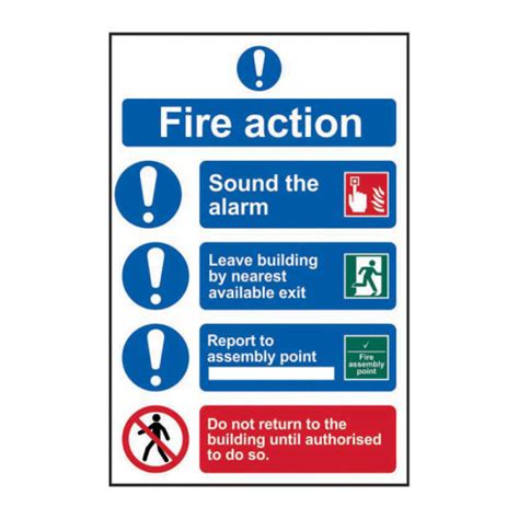 Centurion Fire Action Procedure Sign Non Adhesive Rigid Pvc 200mm