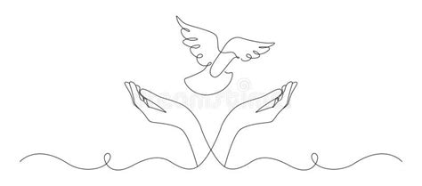 Flying Dove In One Continuous Line Drawing Bird Symbol Of Peace And