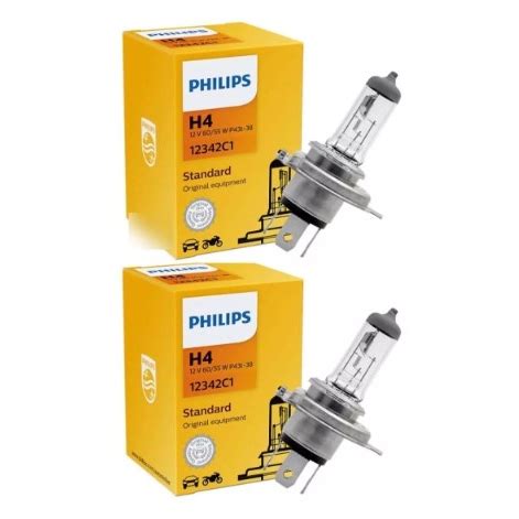 Par Lampada Farol Philips Halogena H4 12v 60w 55w Standard Faz A Boa