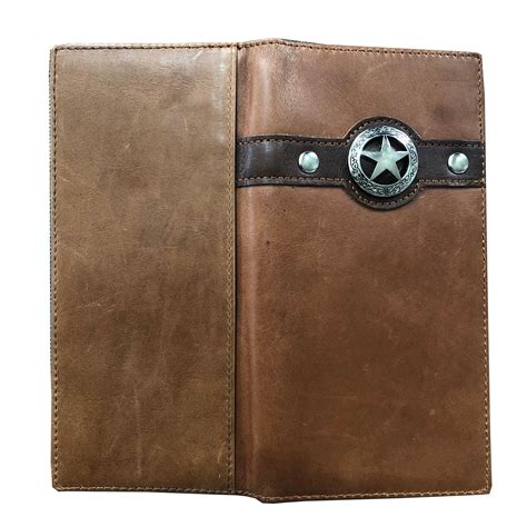 Janhooya Mens Western Cowboy Wallet Star Concho Genuine Leather Long B